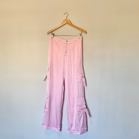 Lovers + Friends Kit Cargo Satin Pants in Light Pink - Picture 3 of 9